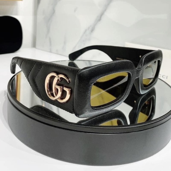 NWT GUCCI GG0816S - 001 LEATHER SUNGLASSES - Picture 2 of 16